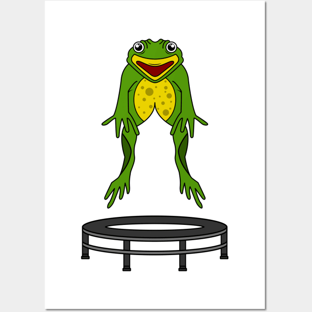 Funny frog is jumping on a trampoline Wall Art by Markus Schnabel